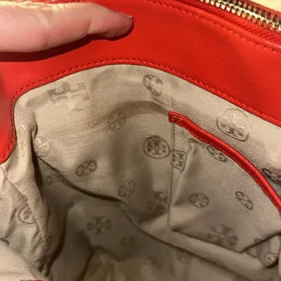 Tory Burch RED Robinson Double Zip Tote with cross body EUC - Picture 12 of 15